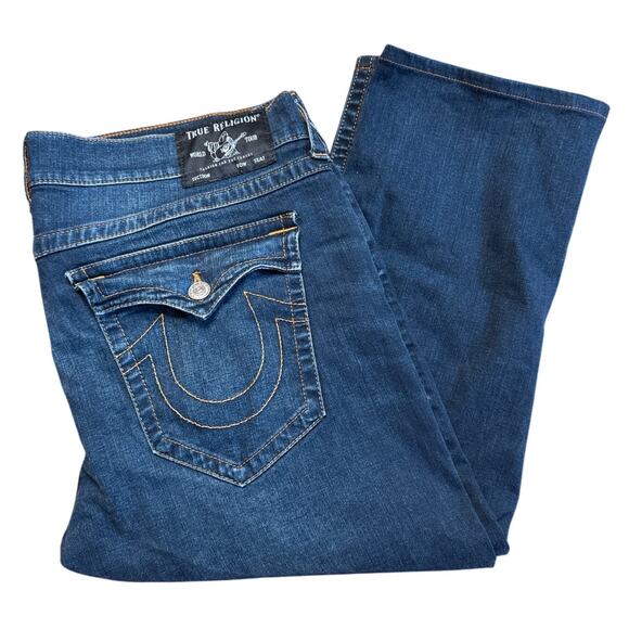 True Religion Ricky Dk Blue Relaxed Straight Denim Jeans Men's Size 40 x 24 - Picture 3 of 8